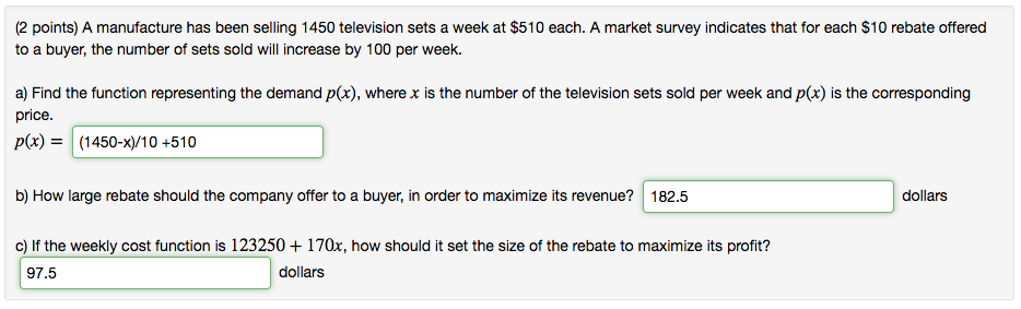 Solved A Manufacture Has Been Selling 1450 Television Sets A Chegg