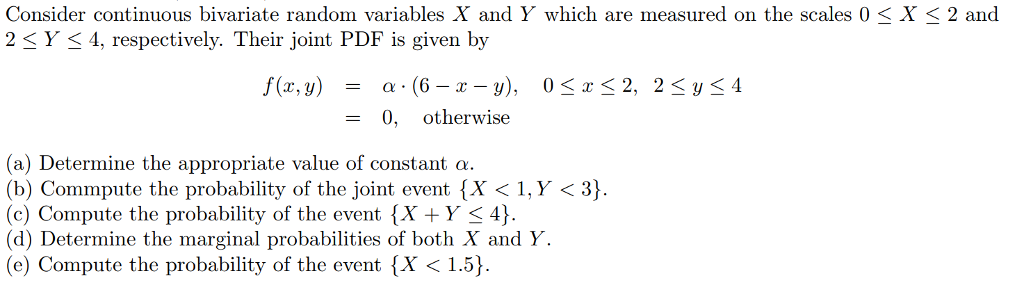 Solved Consider Continuous Bivariate Random Variables X And 