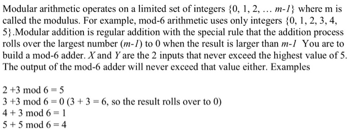 Solved Modular arithmetic operates on a limited set of | Chegg.com