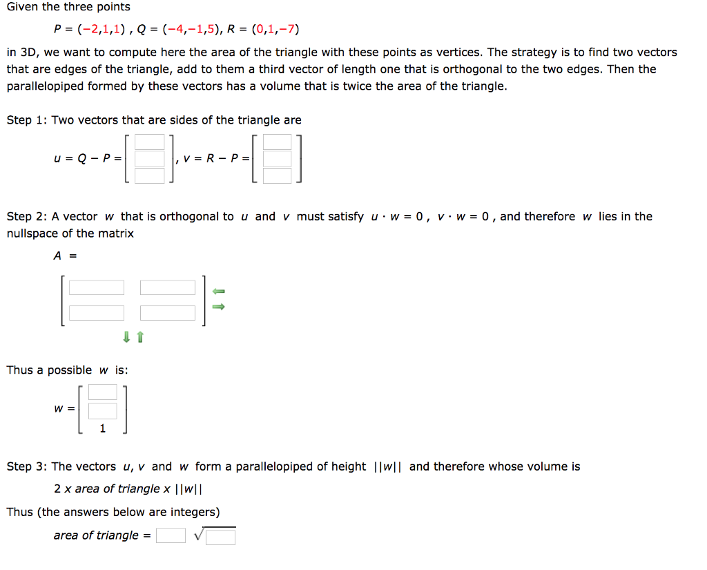 Solved Given The Three Points In 3D, We Want To Compute Here | Chegg.com