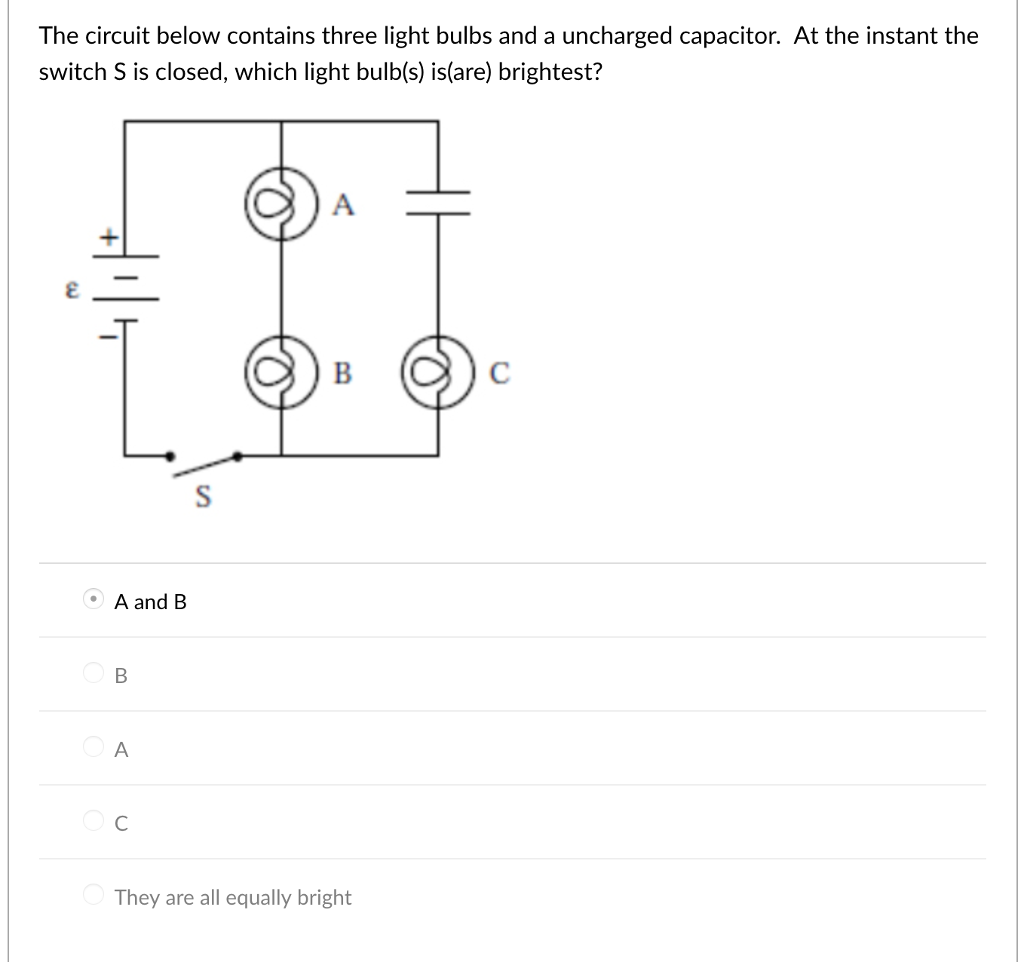 Solved The Circuit Below Contains Three Light Bulbs And A | Chegg.com