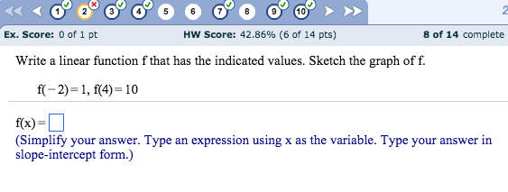 Solved Write a linear function f that has the indicated | Chegg.com
