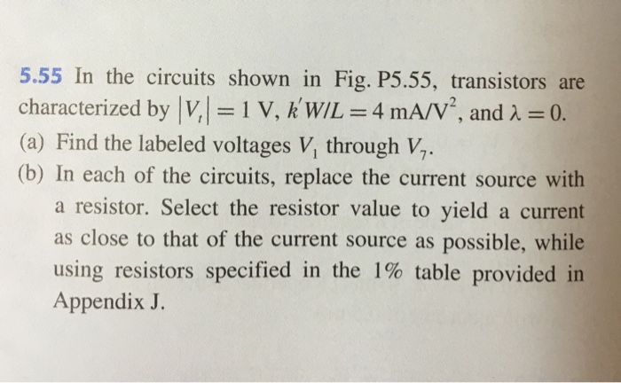 Solved 5.55 In the circuits shown in Fig. P5.55, transistors | Chegg.com