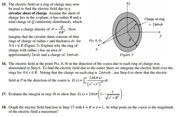 Solved 15. The electric field on a ring of charge may now be | Chegg.com