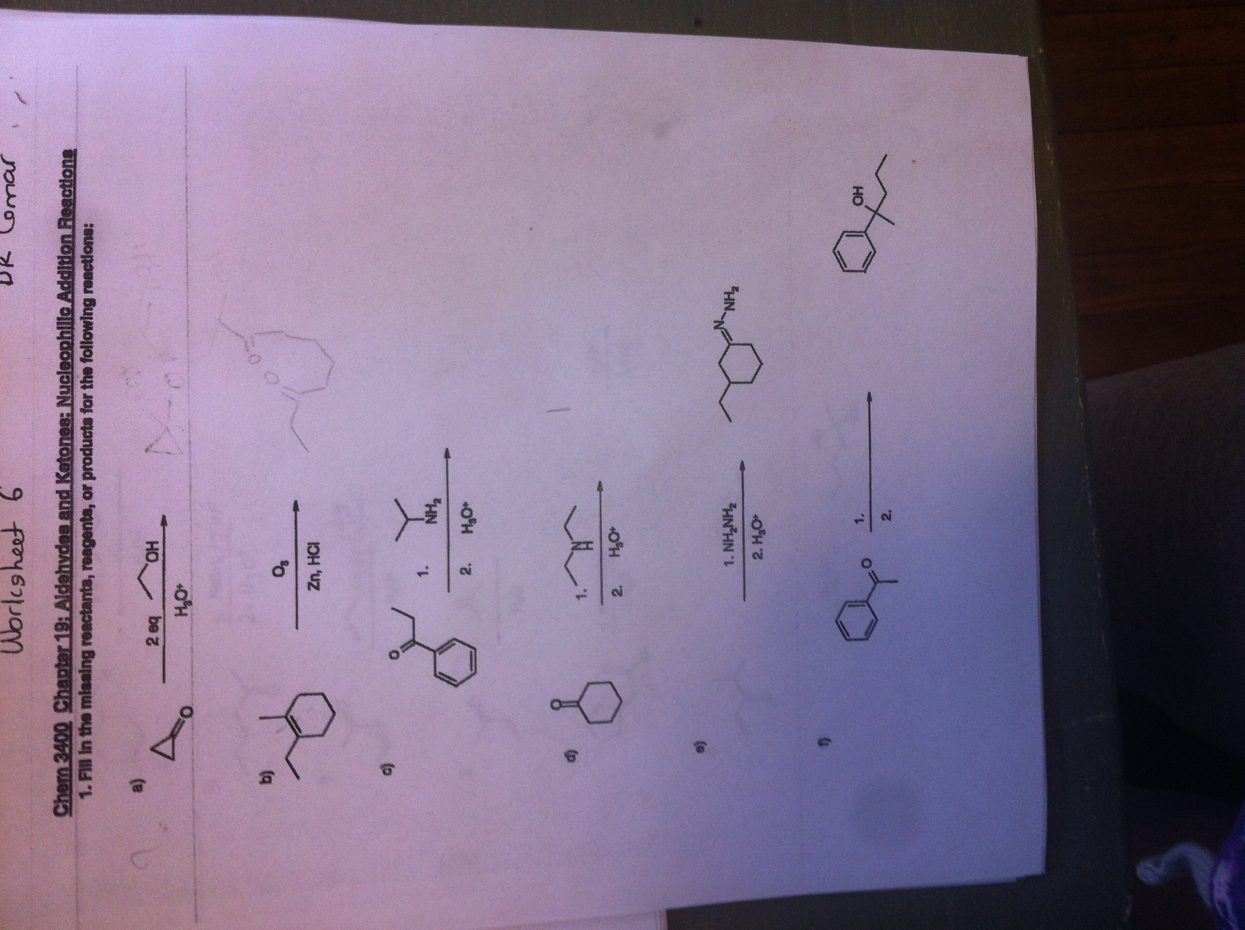 Solved Fill In The Missing Reactants, Reagents, Or Products | Chegg.com