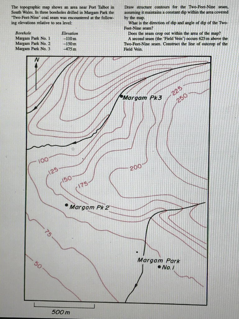 The topographic map shows an area near Port Talbot in | Chegg.com