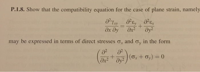 Solved Show that the compatibility equation for the case of | Chegg.com
