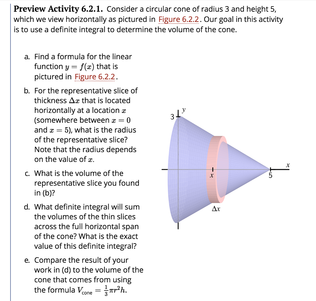 Solved Preview Activity 6.2.1. Consider a circular cone of