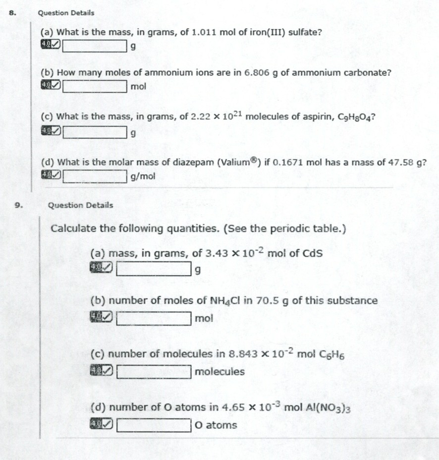 What is the molar mass of diazepam if