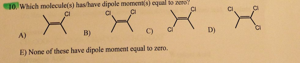 Which Molecule Has A Dipole Moment Of Zero