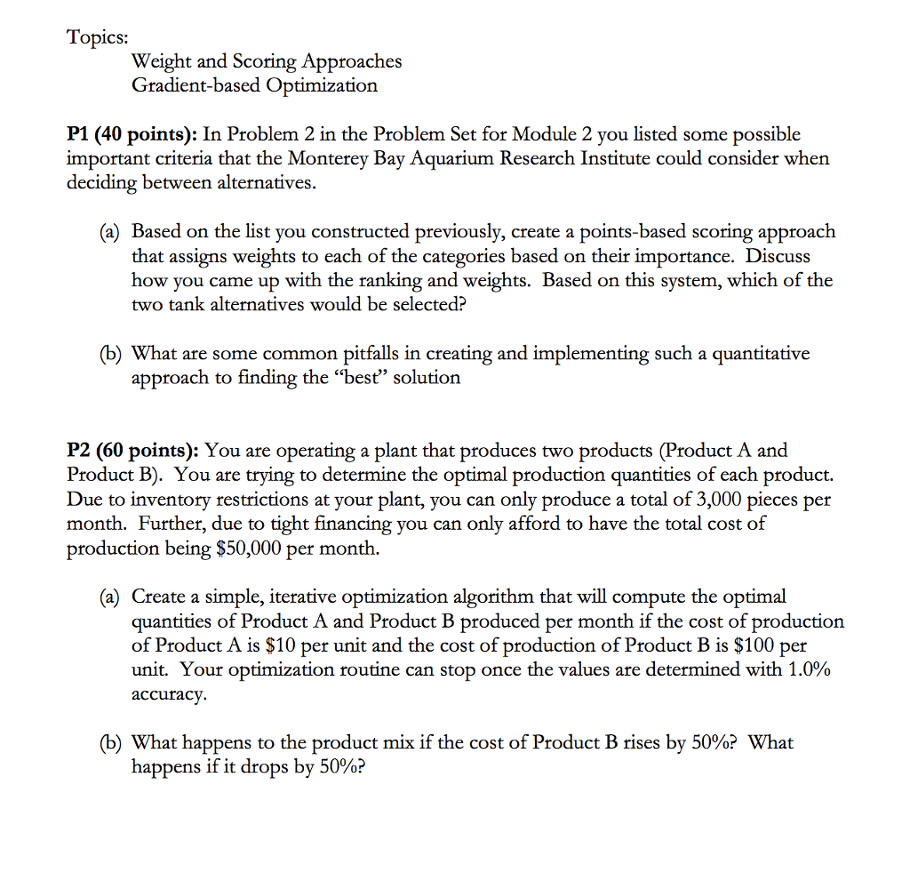 Topics: Weight And Scoring Approaches Gradient-based | Chegg.com