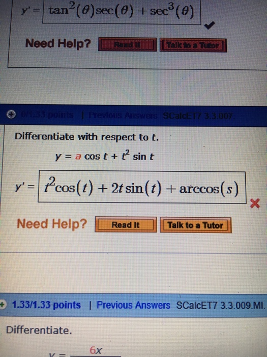 Solved Differentiate with respect to t. Y = a cos t + t^2 | Chegg.com