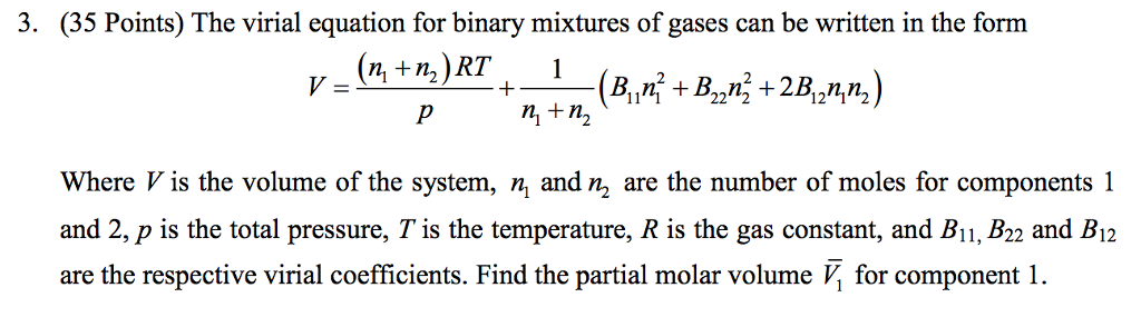 The virial equation for binary mixtures of gases can | Chegg.com