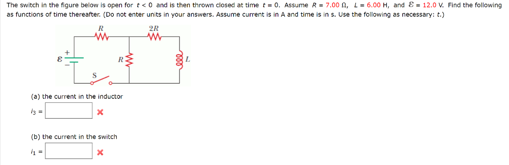 Solved The Switch In The Figure Below Is Open For T