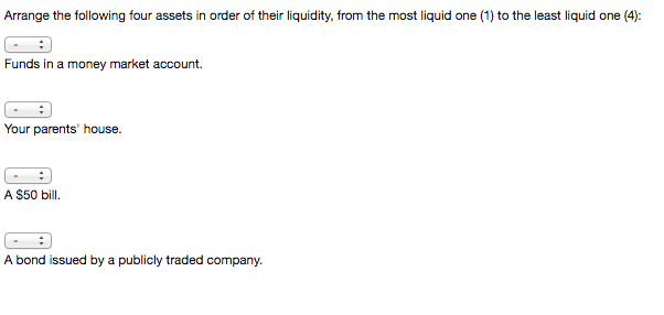 most liquid assets in order