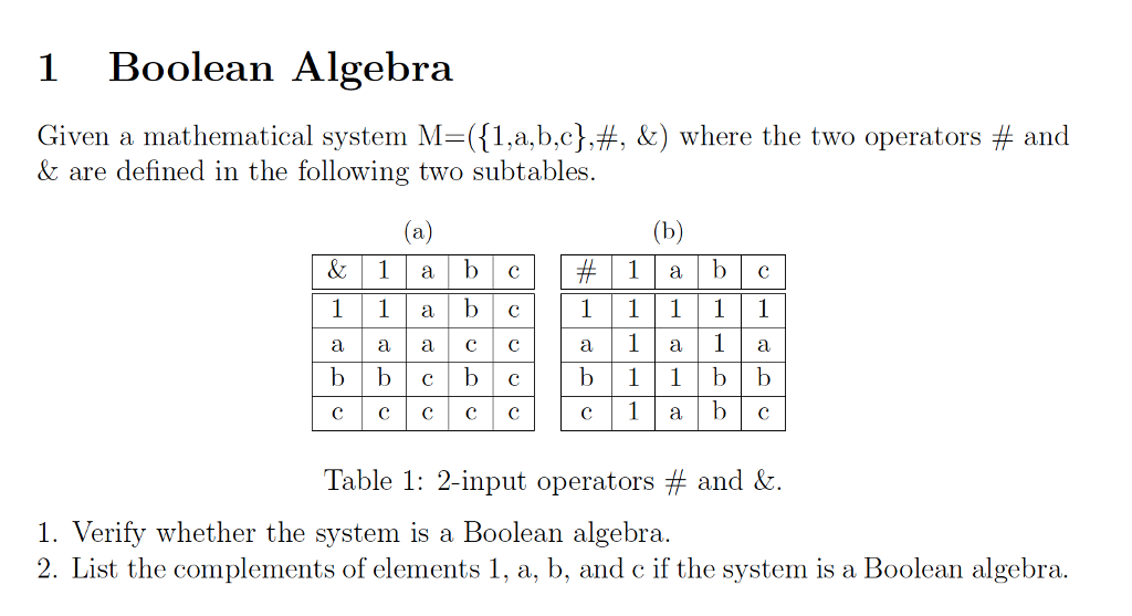 Solved 1 Boolean Algebra Given A Mathematical System M | Chegg.com