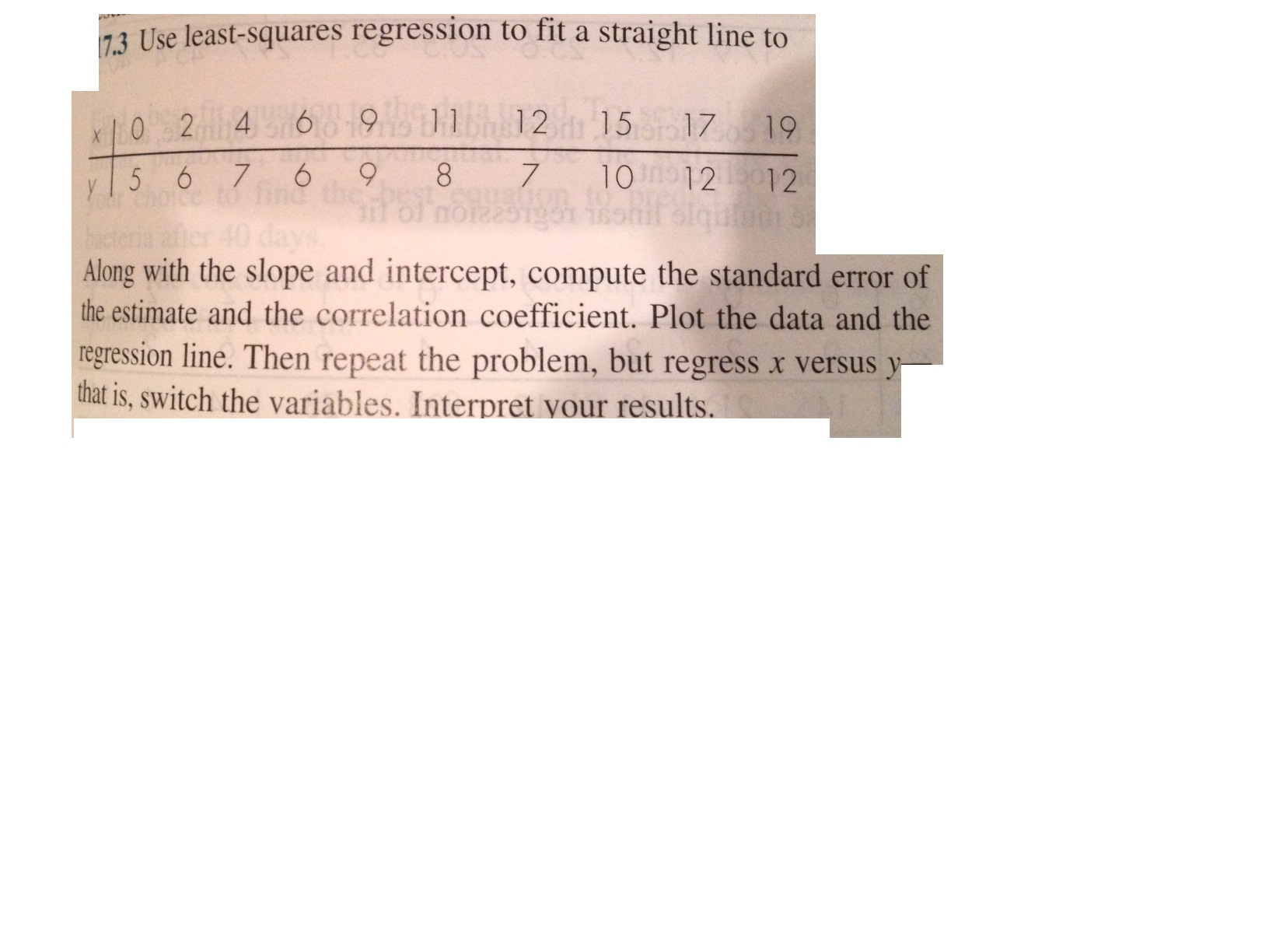 Solved Use least-squares regression to fit a straight line | Chegg.com