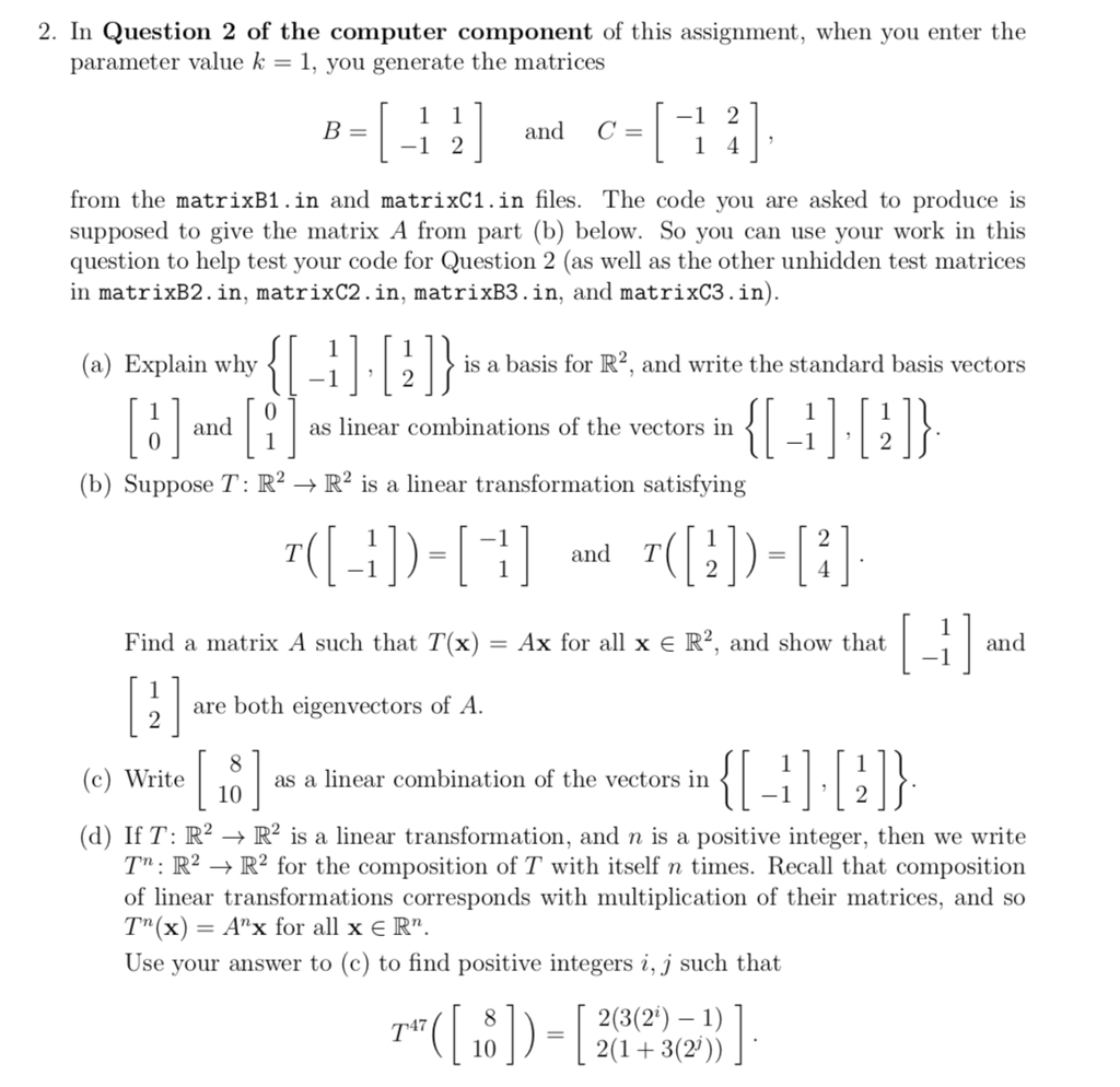 Solved 2. In Question 2 of the computer component of this