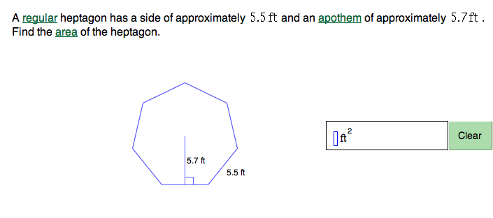 Solved A regular heptagon has a side of approximately 5.5 ft | Chegg.com