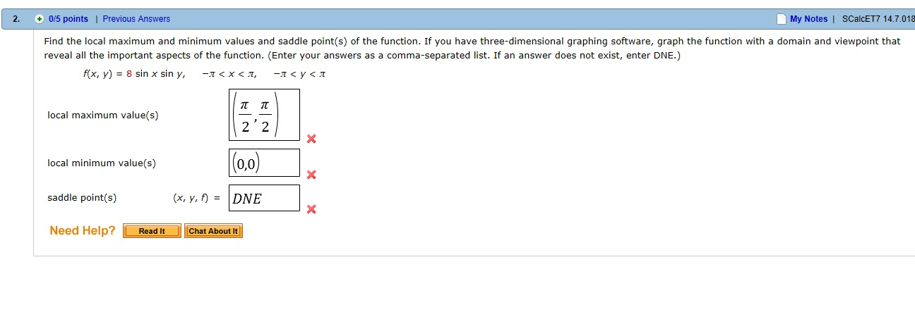 Solved Find The Local Maximum And Minimum Values And Saddle