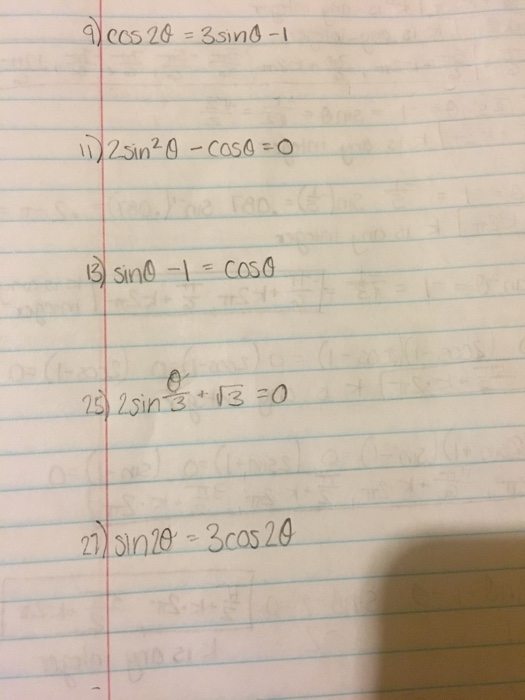 1 sin 2 theta 3 sin theta cos theta find cot theta