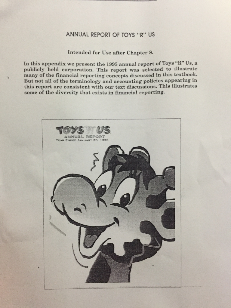 Solved ANNUAL REPORT OF TOYS "R" US Intended for Uise after