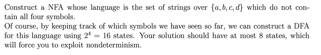 Solved Construct a NFA whose language is the set of strings | Chegg.com