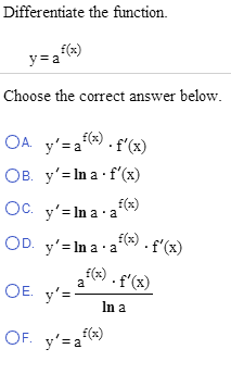 Solved Differentiate the function. Choose the correct answer | Chegg.com