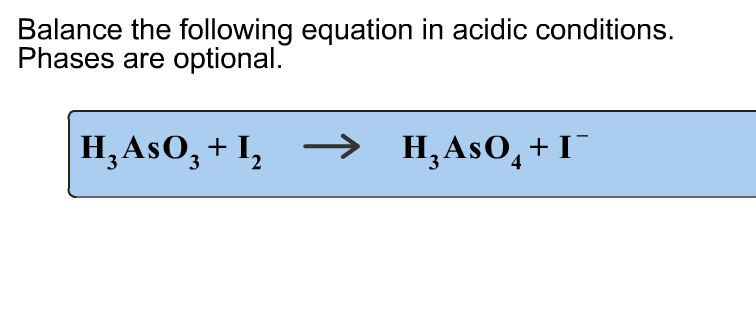 Solved Balance the following equation in acidic conditions. | Chegg.com