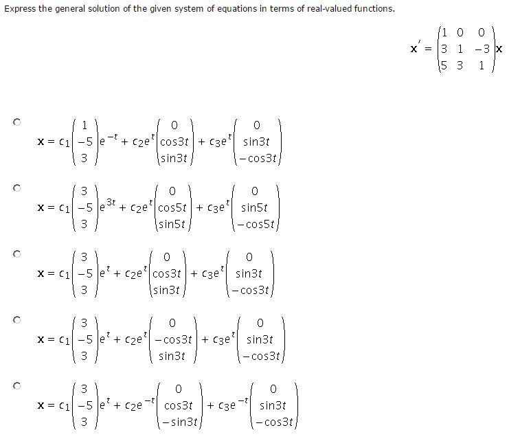 Solved Express the general solution of the given system of | Chegg.com