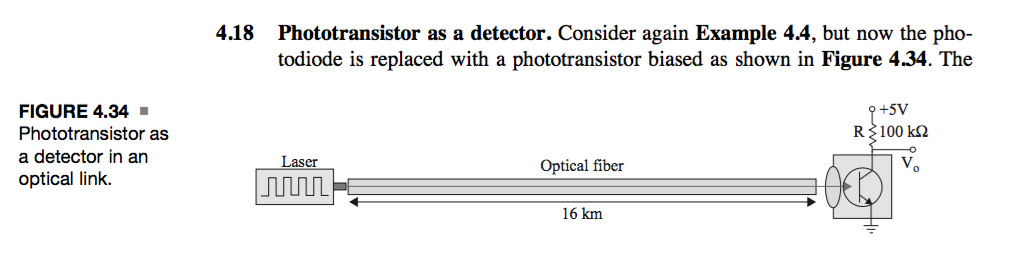 4.18 Phototransistor as a detector. Consider again Circuit Diagram