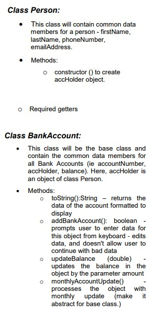 Solved This needs to be written in Java BankAccount class | Chegg.com