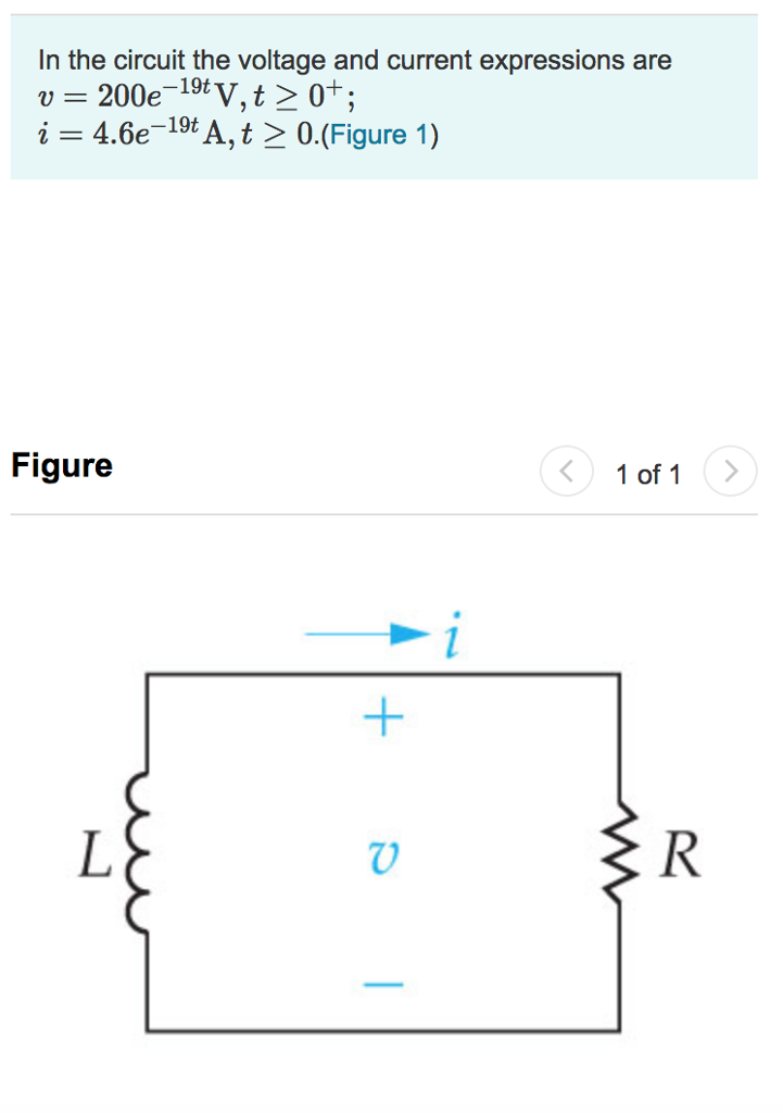 Solved In the circuit the voltage and current expressions | Chegg.com