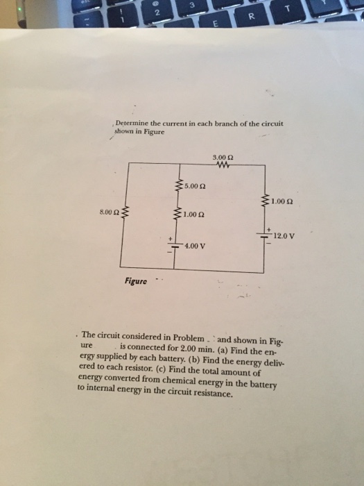 Solved Determine the current in each branch of the circuit | Chegg.com