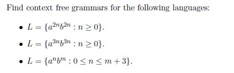 Solved Find context free grammars for the following | Chegg.com