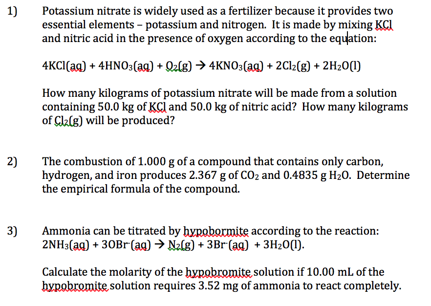 Solved Potassium nitrate is widely used as a fertilizer