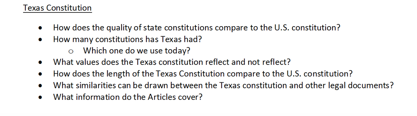 Texas Constitution . How does the quality of state | Chegg.com