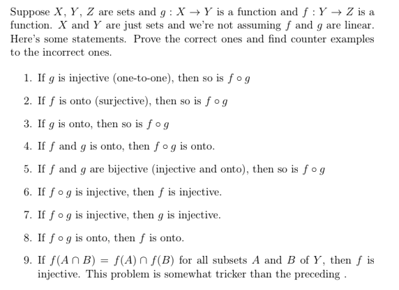 Solved Suppose X Y Z Are Sets And G X Y Is A Function 3588