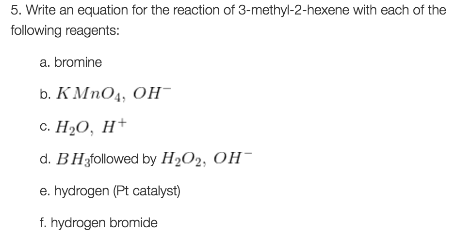 Solved Write An Equation For The Reaction Of 