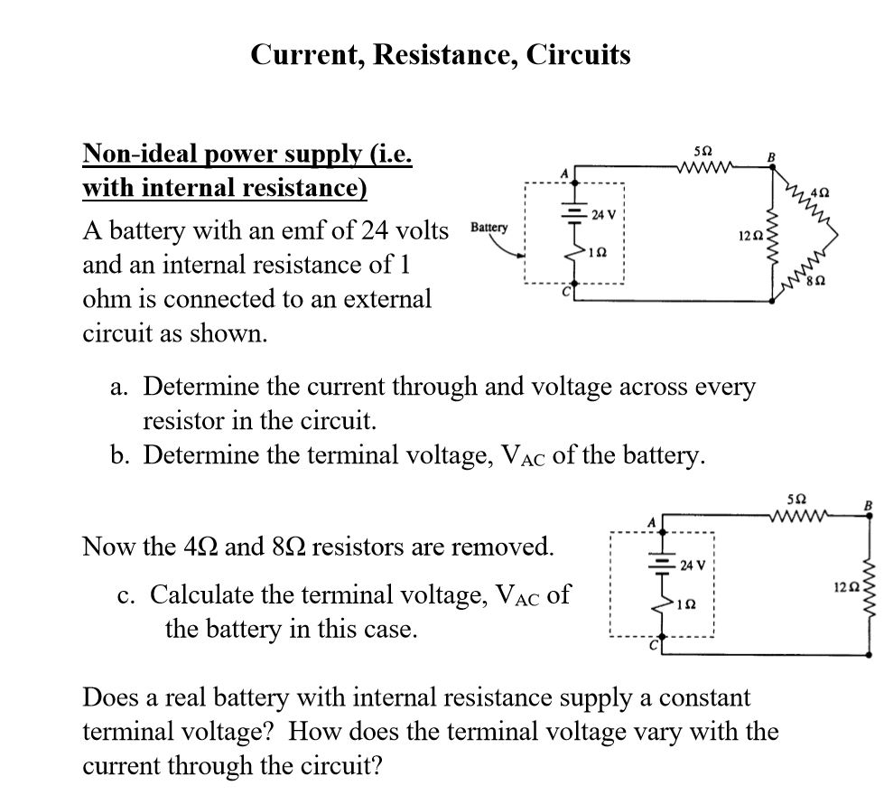 Solved Current, Resistance, Circuits Non-ideal power supply | Chegg.com