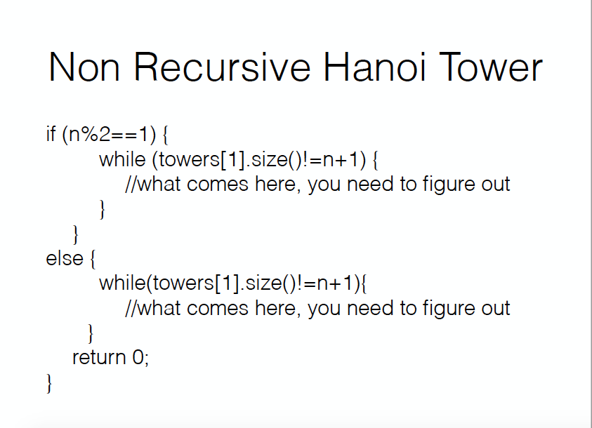 hanoi towers recursive function
