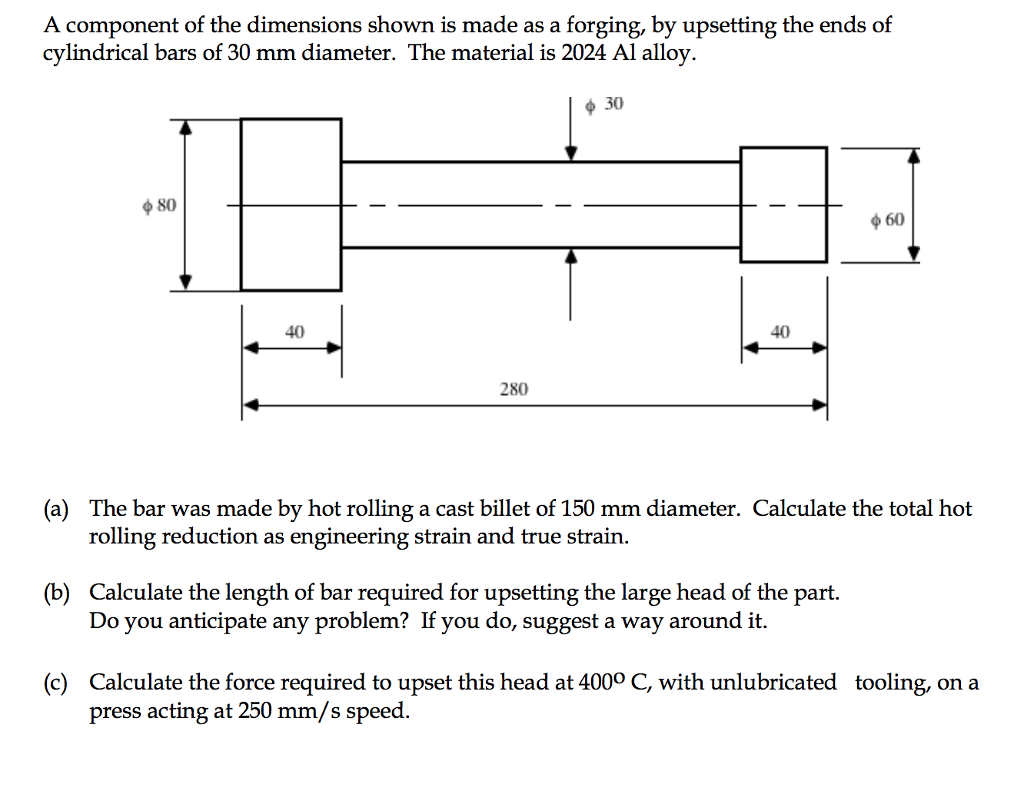 Solved A component of the dimensions shown is made as a | Chegg.com