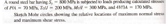 Solved A round steel bar having S_y = 800 MPa is subjected | Chegg.com