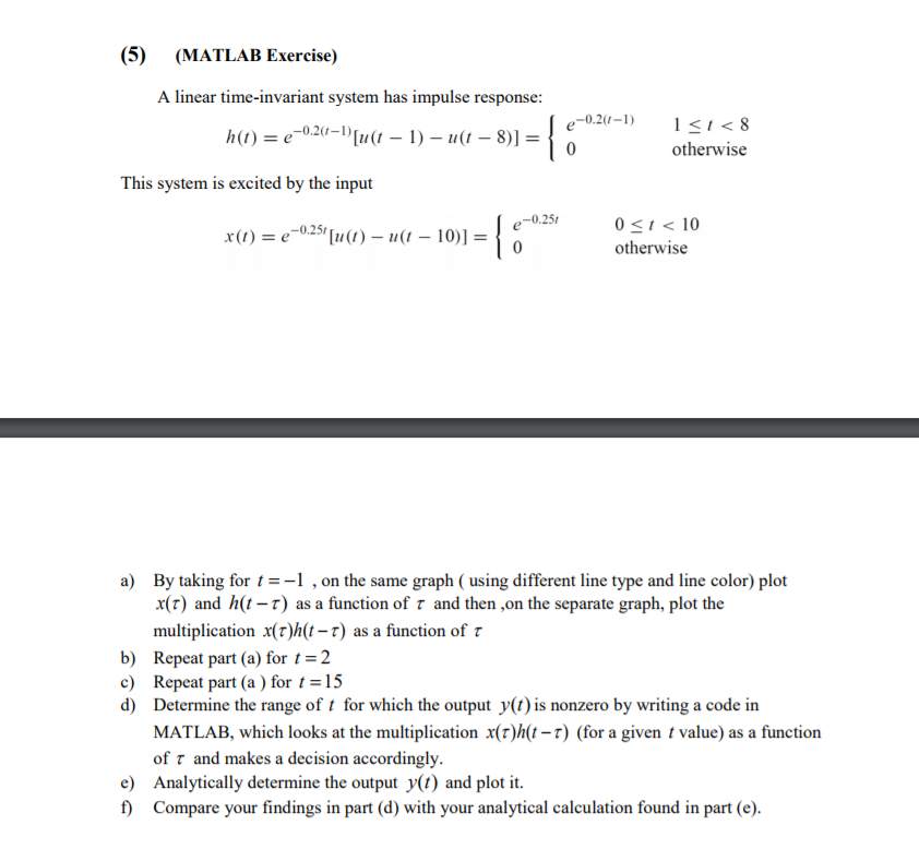 (5) MATLAB Exercise) A linear time-invariant system | Chegg.com