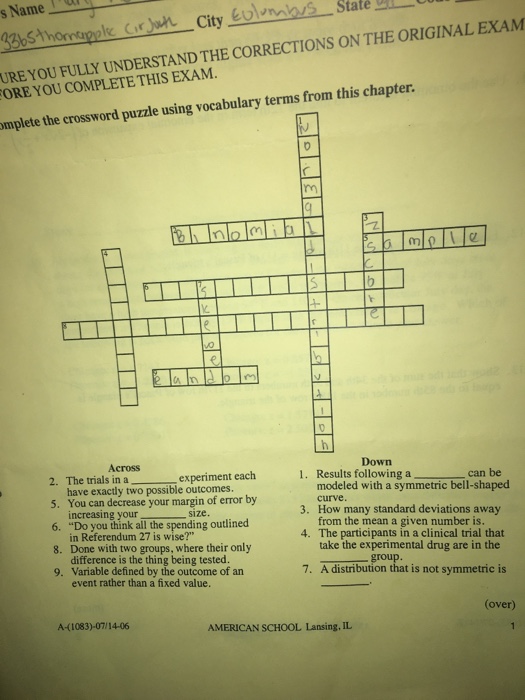 Complete the crossword puzzle using vocabulary terms Chegg com