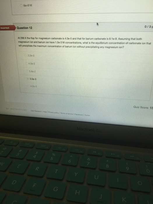 Solved At 296 K the Ksp for magnesium carbonate is 4.0e5