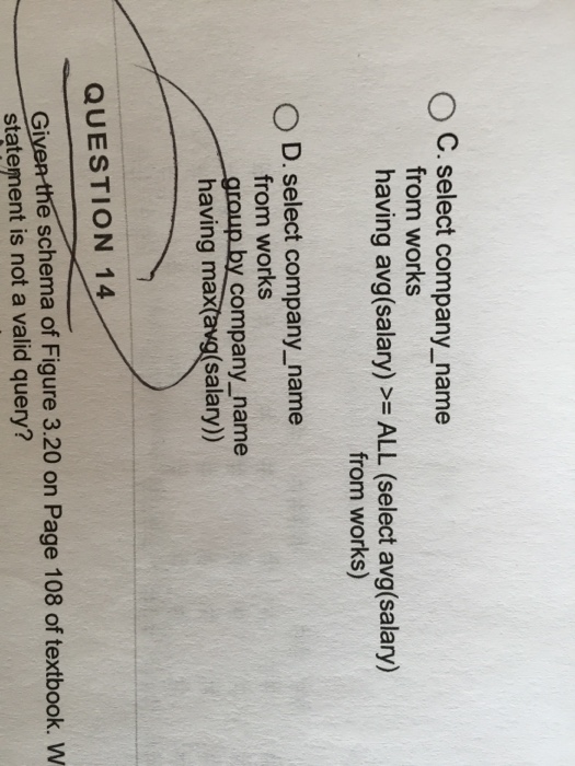 Solved QUESTION 14 5 points Save Answer Given the schema of | Chegg.com
