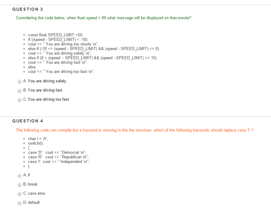 Solved QUESTION 3 Considering the code below, when float | Chegg.com