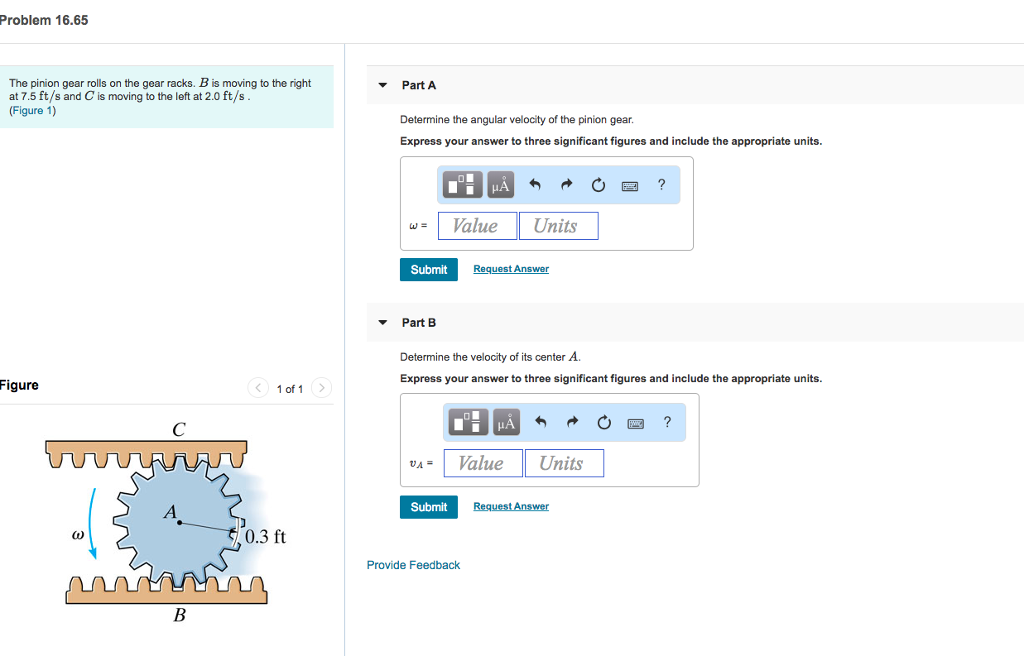 Solved Problem 16.65 The Pinion Gear Rolls On The Gear | Chegg.com