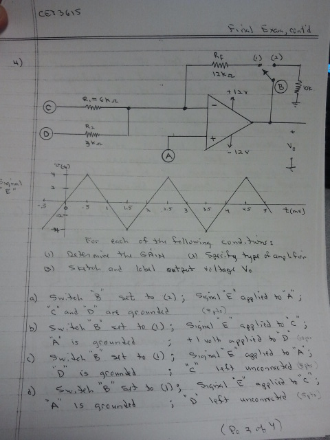 Solved Given the following Amplifier Circuit For each of | Chegg.com